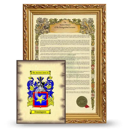 Domínguez Framed History and Coat of Arms Print - Gold