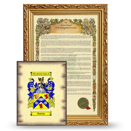 Draven Framed History and Coat of Arms Print - Gold