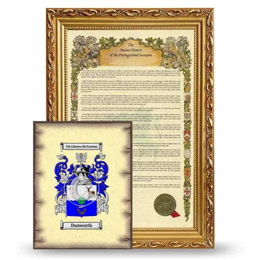 Dunworth Framed History and Coat of Arms Print - Gold