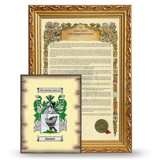 Earnest Framed History and Coat of Arms Print - Gold