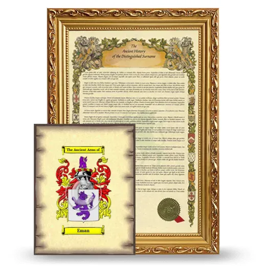 Eman Framed History and Coat of Arms Print - Gold