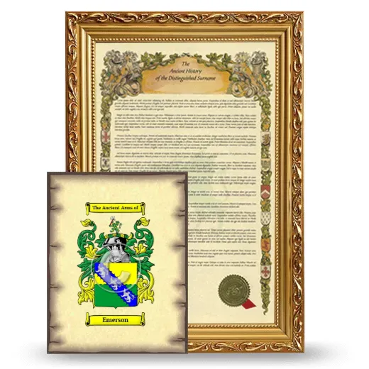 Emerson Framed History and Coat of Arms Print - Gold