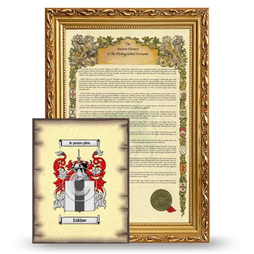 Eskine Framed History and Coat of Arms Print - Gold