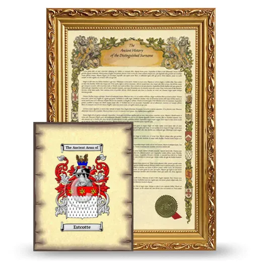 Estcotte Framed History and Coat of Arms Print - Gold