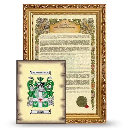 Feener Framed History and Coat of Arms Print - Gold