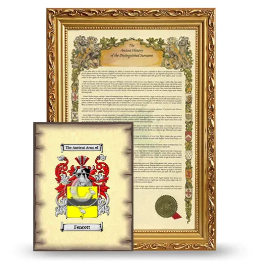 Fencott Framed History and Coat of Arms Print - Gold