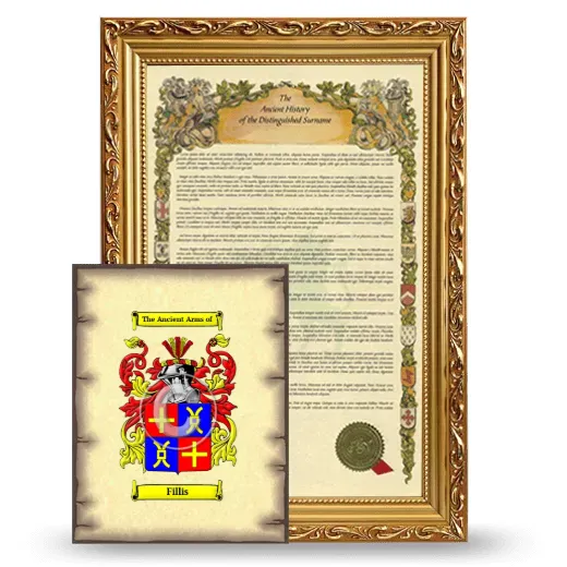 Fillis Framed History and Coat of Arms Print - Gold