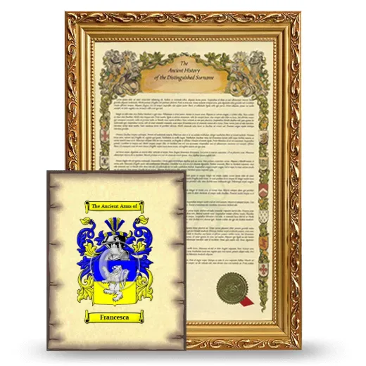 Francesca Framed History and Coat of Arms Print - Gold