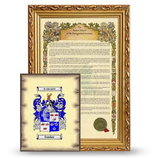 Frasher Framed History and Coat of Arms Print - Gold