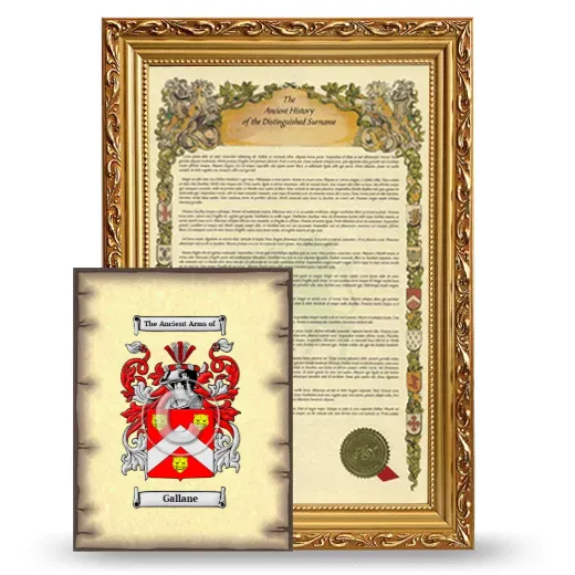 Gallane Framed History and Coat of Arms Print - Gold