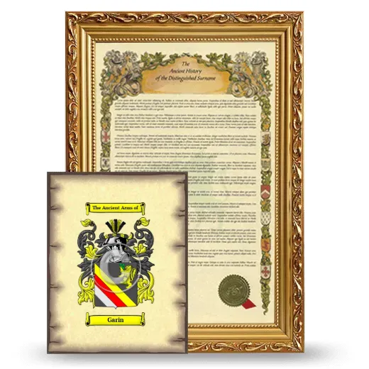 Garin Framed History and Coat of Arms Print - Gold