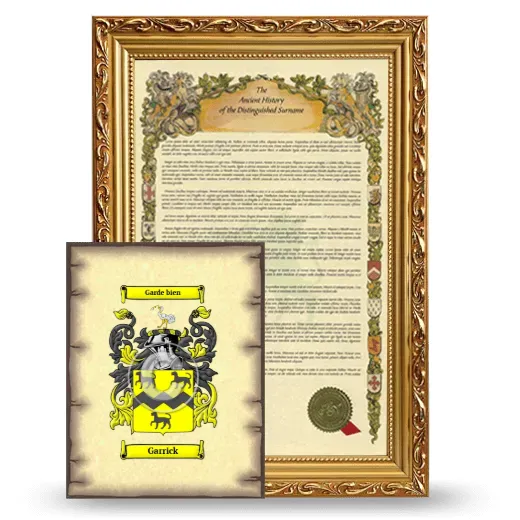 Garrick Framed History and Coat of Arms Print - Gold