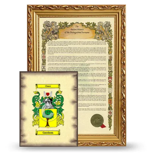 Garrison Framed History and Coat of Arms Print - Gold