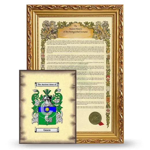 Gasca Framed History and Coat of Arms Print - Gold