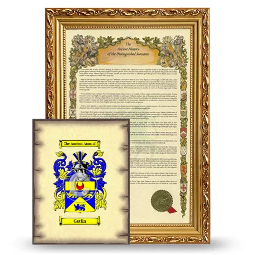 Gatlin Framed History and Coat of Arms Print - Gold