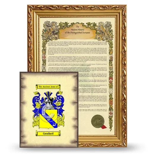 Gaudard Framed History and Coat of Arms Print - Gold
