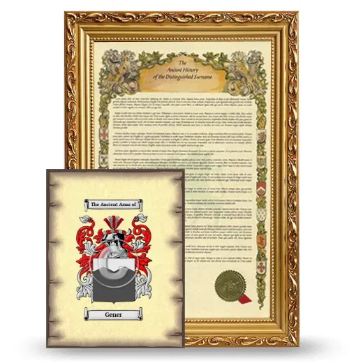 Gener Framed History and Coat of Arms Print - Gold