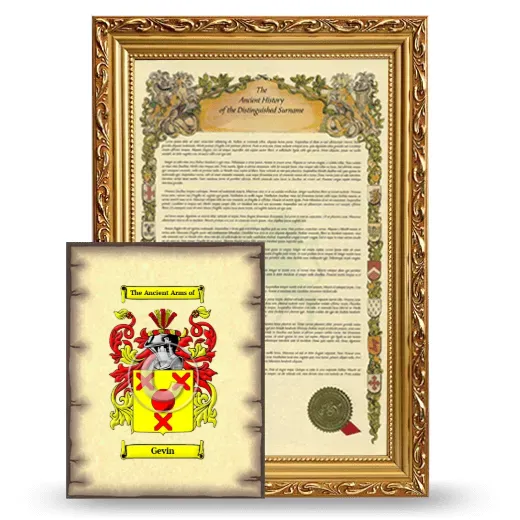 Gevin Framed History and Coat of Arms Print - Gold