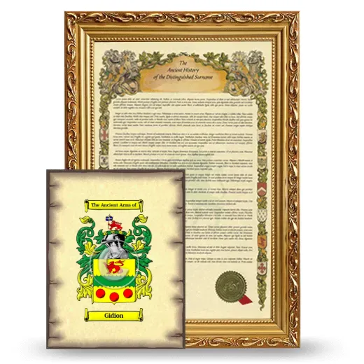 Gidion Framed History and Coat of Arms Print - Gold