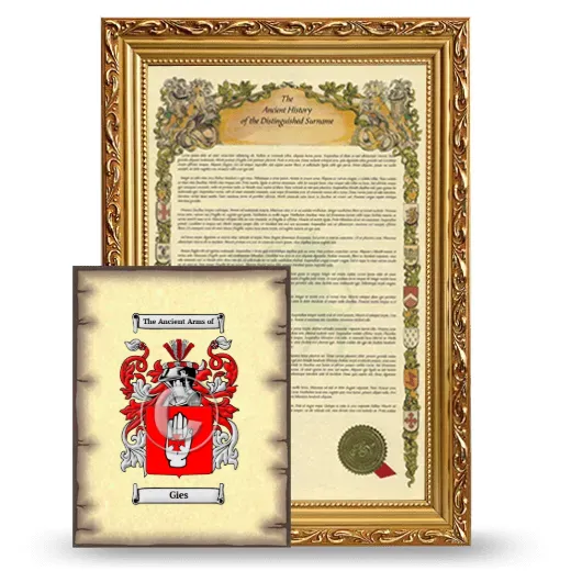 Gies Framed History and Coat of Arms Print - Gold