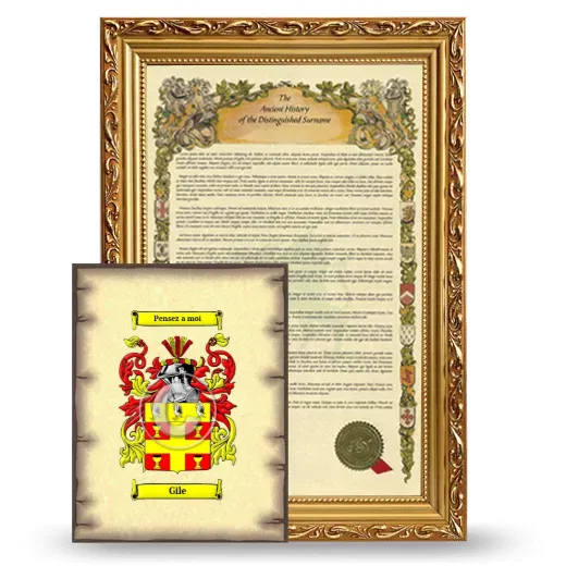 Gile Framed History and Coat of Arms Print - Gold