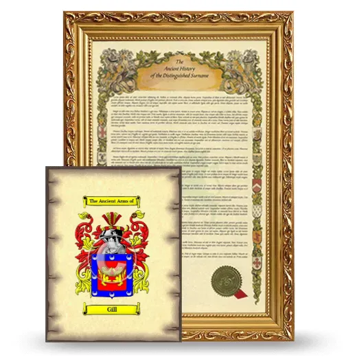 Gill Framed History and Coat of Arms Print - Gold