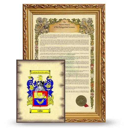 Gillie Framed History and Coat of Arms Print - Gold