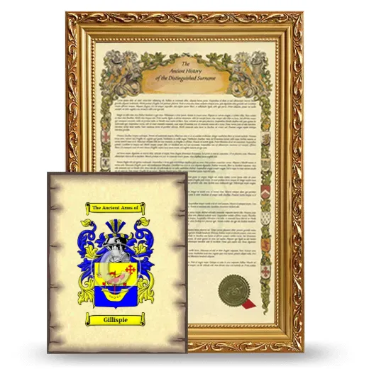 Gillispie Framed History and Coat of Arms Print - Gold