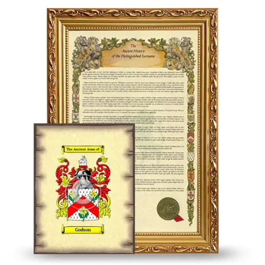 Godson Framed History and Coat of Arms Print - Gold