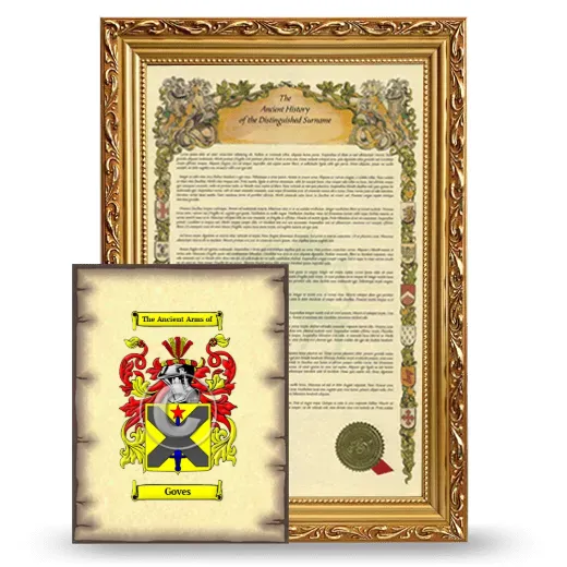 Goves Framed History and Coat of Arms Print - Gold