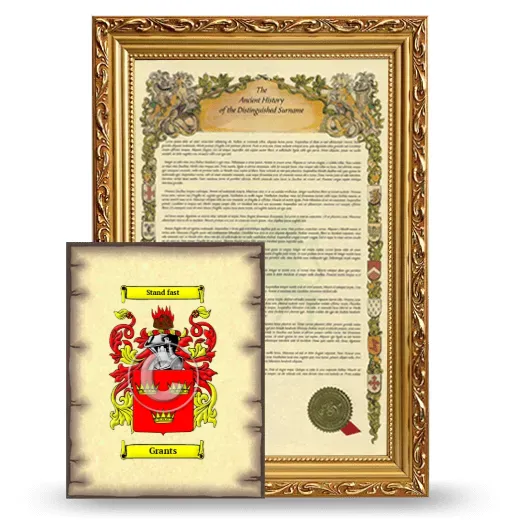 Grants Framed History and Coat of Arms Print - Gold