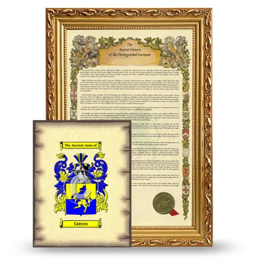 Grecco Framed History and Coat of Arms Print - Gold