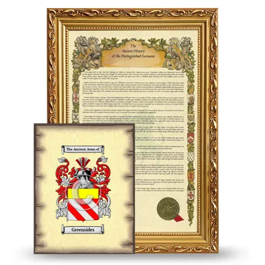 Greensides Framed History and Coat of Arms Print - Gold