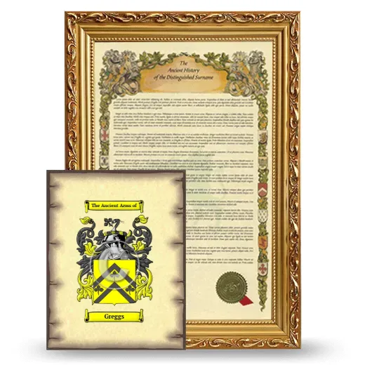 Greggs Framed History and Coat of Arms Print - Gold