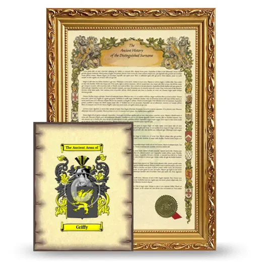 Griffy Framed History and Coat of Arms Print - Gold