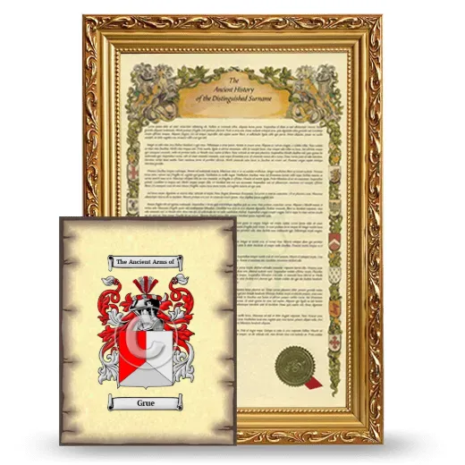 Grue Framed History and Coat of Arms Print - Gold