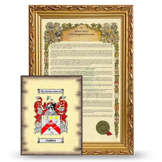 Guidery Framed History and Coat of Arms Print - Gold