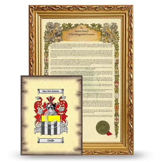 Guile Framed History and Coat of Arms Print - Gold