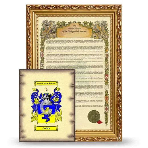 Gulick Framed History and Coat of Arms Print - Gold