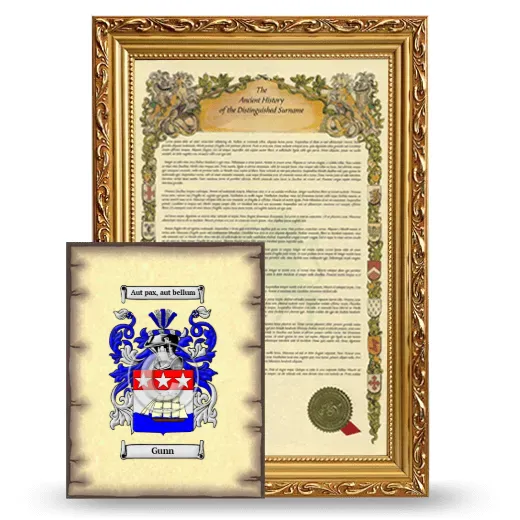 Gunn Framed History and Coat of Arms Print - Gold