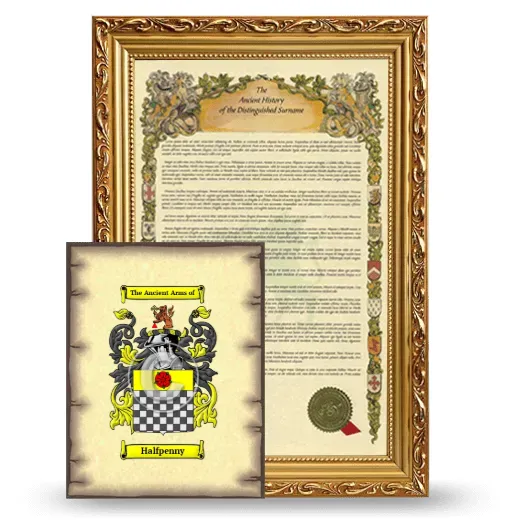 Halfpenny Framed History and Coat of Arms Print - Gold