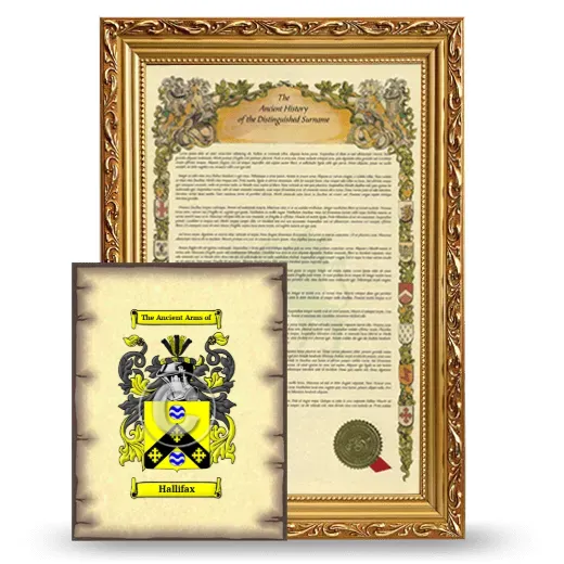 Hallifax Framed History and Coat of Arms Print - Gold