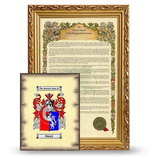 Hancy Framed History and Coat of Arms Print - Gold