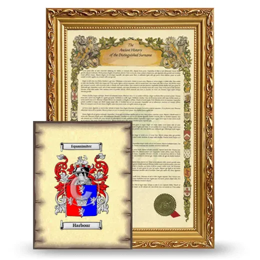 Harbour Framed History and Coat of Arms Print - Gold