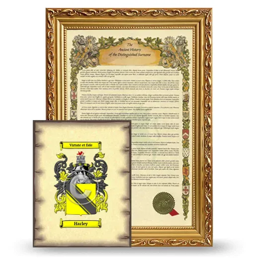 Harley Framed History and Coat of Arms Print - Gold