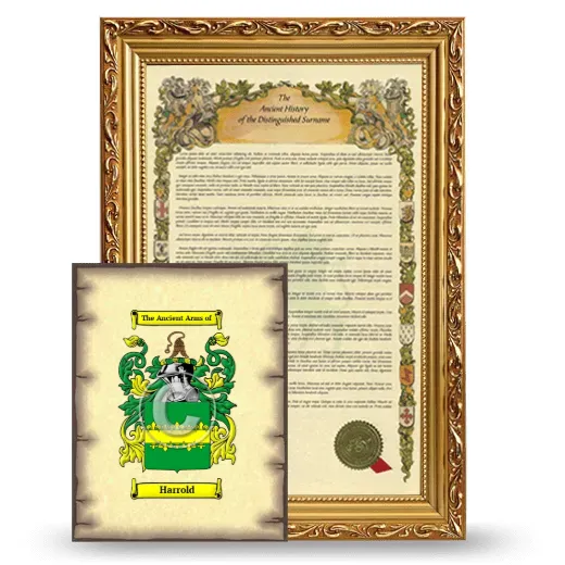 Harrold Framed History and Coat of Arms Print - Gold