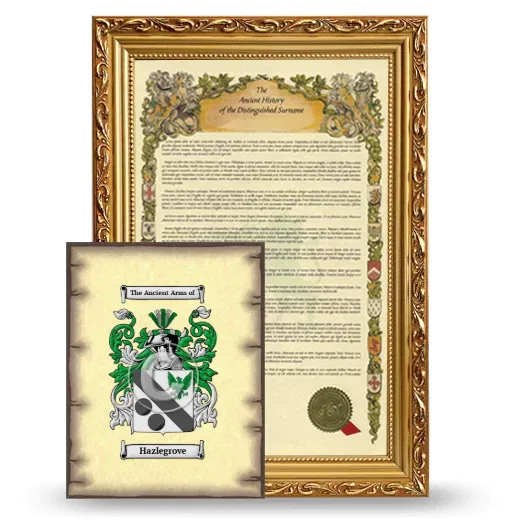 Hazlegrove Framed History and Coat of Arms Print - Gold