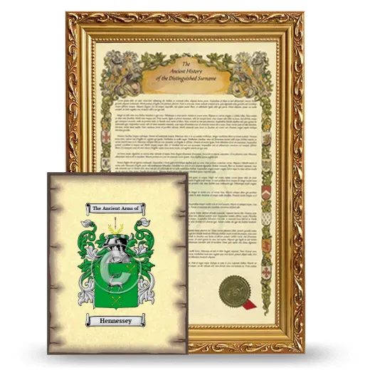 Hennessey Framed History and Coat of Arms Print - Gold