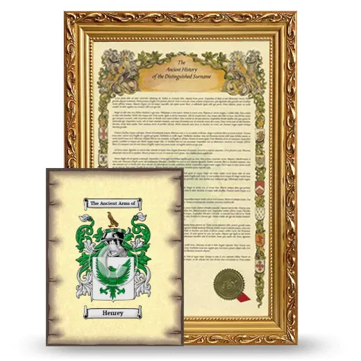 Henrey Framed History and Coat of Arms Print - Gold