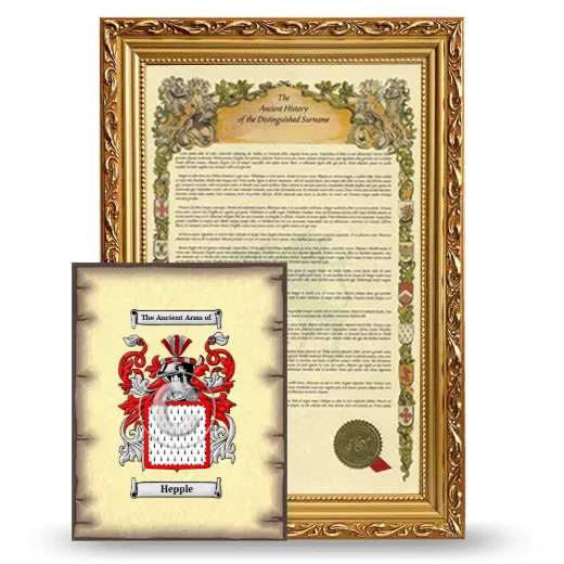 Hepple Framed History and Coat of Arms Print - Gold